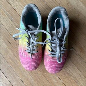 Kids Gradient Pink & Yellow Soccer Cleats